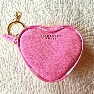 NWT Bath & Body Works Pink Heart Coin Purse with Key Ring